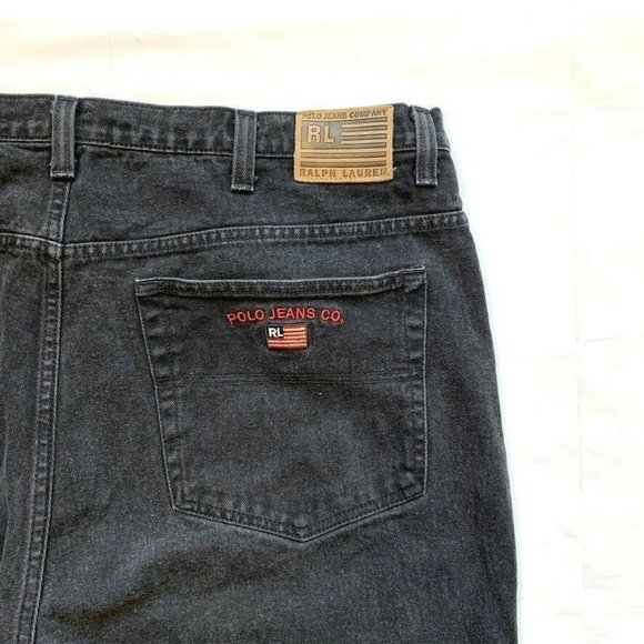 Vintage Polo Ralph Lauren RL Jean Big Jeans Mens 42x30 Banner Relaxed Black NEW - Picture 8 of 12
